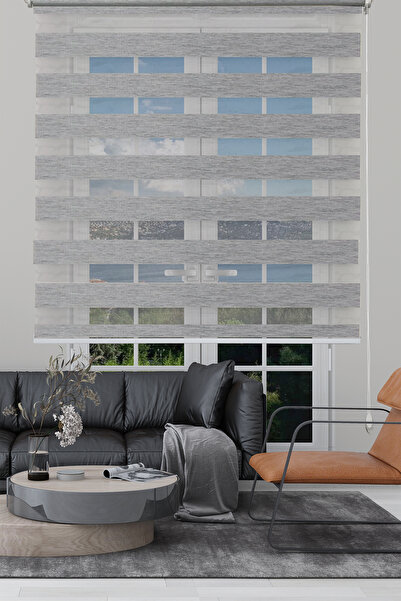 Rengin Home Açık Gri Bambu Zebra Stor Perde