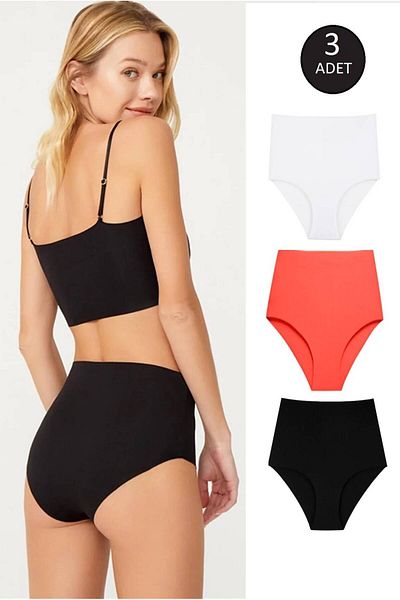 GECKO COLLECTION gecko women's extra high waist retractive corset laser cut panties 3 pcs