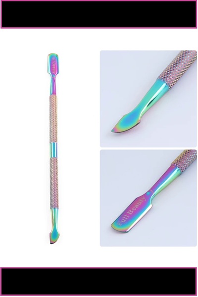 Uniquem Metal Rainbow Tırnak Itici Kronk Çift Taraflı Manikür Çubuğu XLK101