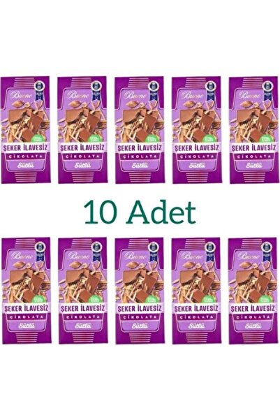 Buono Şeker Ilavesiz Sütlü Çlkolata 100 gr 10 Lu Paket