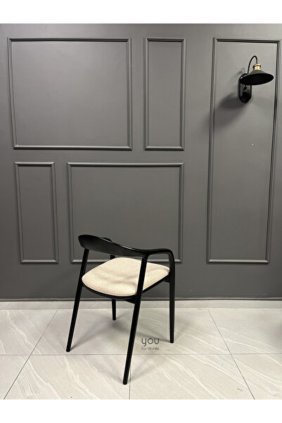You Furnitures Sandalye - Ahşap Sandalye - Masif Yemek Odası Sandalyesi - Siyah Sandalye