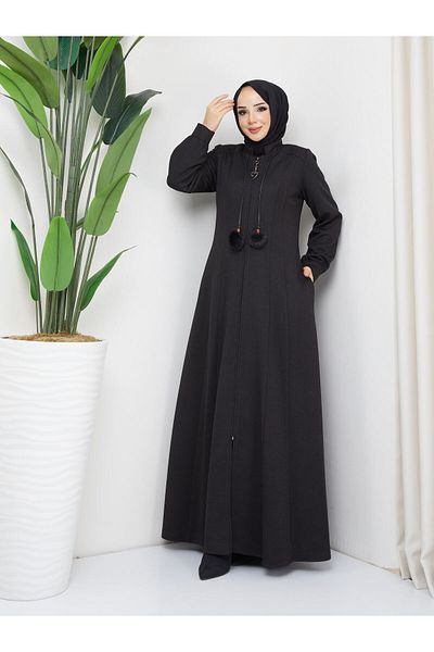 SARİAL GİYİM NEW SEASON LINED MEVLANA PARTS CUT STYLISH MODEL WINTER FERACE PARDES MANTO