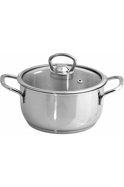 Tiesa Home 3-Piece Glass Lid Metal Handle 304/A Steel Induction Casserole Pot Set