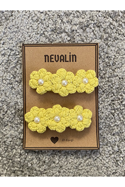 Nevdusha Design Incili Papatya Örgü Çıtçıt Kız Çocuk Toka