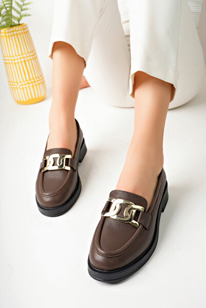 GNS Shoes Brown Women's Shoes with Genuine Leather Buckle