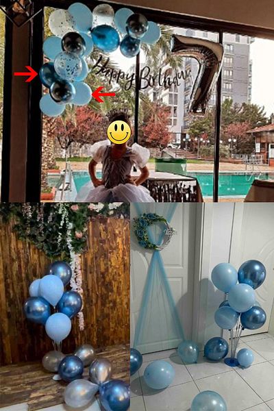 TATLI GÜNLER Chrome Blue and Macaron (PASTEL MATTE) Blue Color Balloon of 15