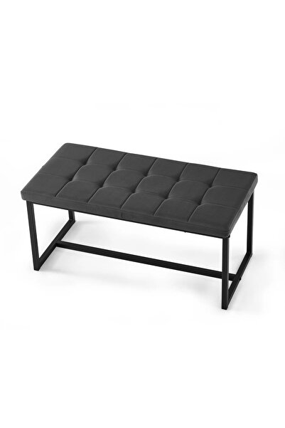 Passion Cassina Modern Siyah Metal Ayaklı Kapitoneli Yatak Ucu Oturma Ban Puf Bench Koridor Oturağı