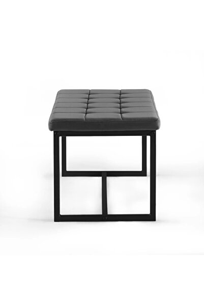 Passion Cassina Modern Siyah Metal Ayaklı Kapitoneli Yatak Ucu Oturma Ban Puf Bench Koridor Oturağı