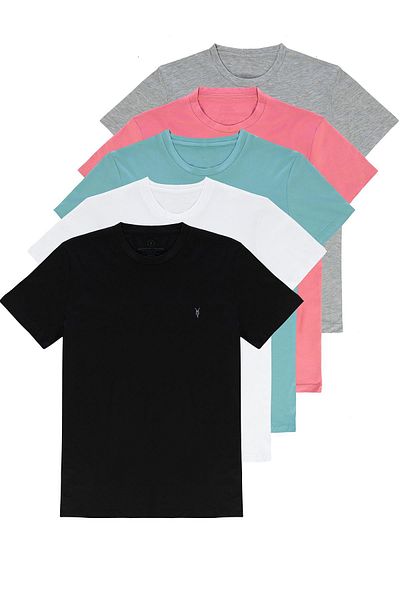 COMBİNE MİCHAİL Standard Mold Basic Crew Neck Πακέτο T-shirt 5 τεμαχίων