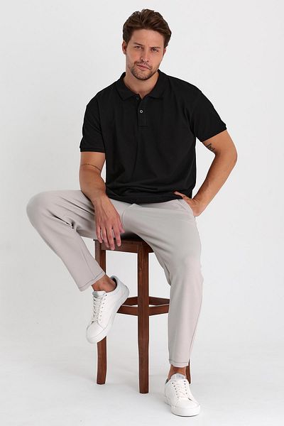 COMBİNE MİCHAİL Men's Gray Side Pocket Elastic Waist Lace Up Relaxed Fit Comfortable Cut Jogger Pants