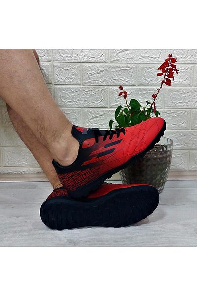 Kinetix Cross Tf Red-Black Non-Slip Astroturf Football Shoes