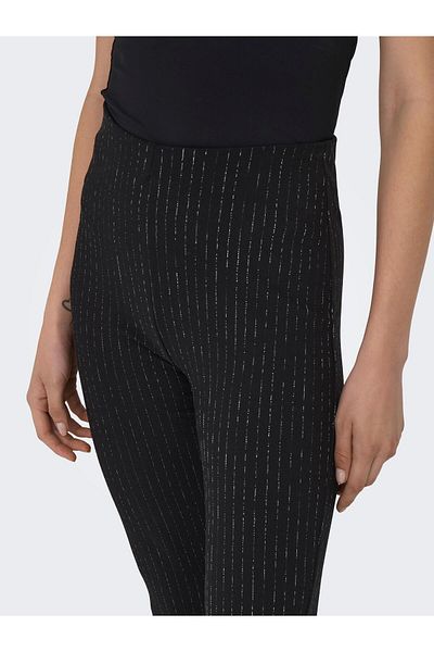 ONLY ONLLISA SHINE PINSTRIPE FLARED PANT JRS Shiny Slim Striped Flare Leg Lycra Knitted Trousers