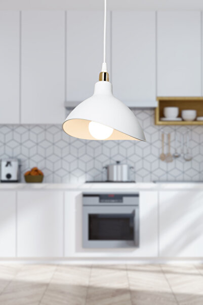 Art&Gift Handel Mika Tekli Tavan Sarkıt Avize Beyaz Renk Mutfak Hol Cafe İşle...