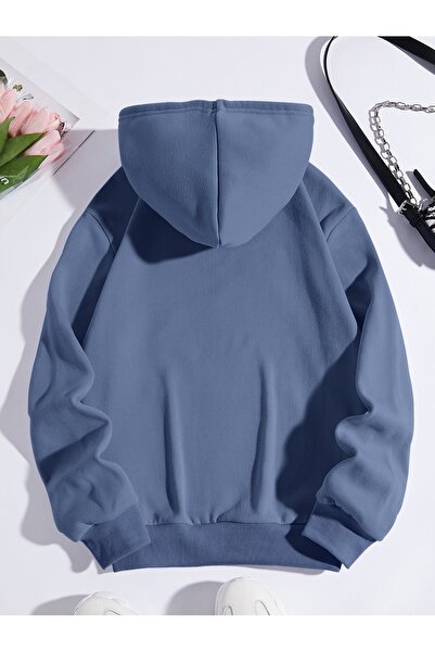 Tarzsokak Kanguru Cepli Katı Kapüşonlu Üst MAVİRENK