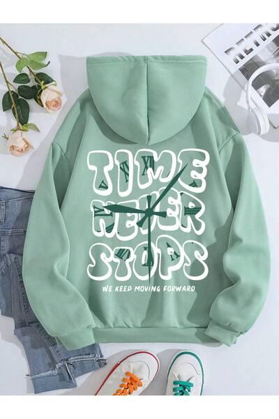 Tarzsokak Hanorac cu șnur cu slogan grafic, verde