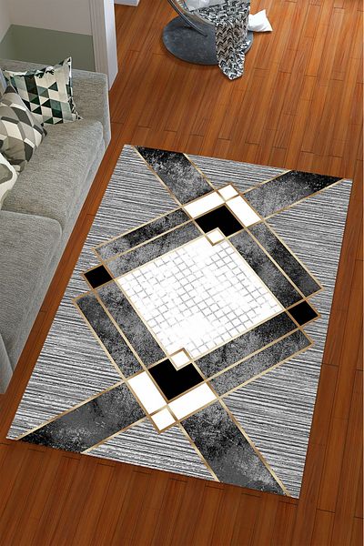 Miray Tekstil Trendy Elastic Carpet Cover with Pyramid Pattern