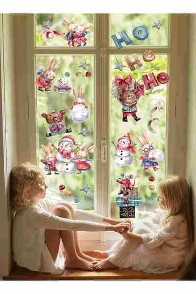LİPYOS Christmas, Santa Claus, New Year, Snowman Decorative New Glass Label