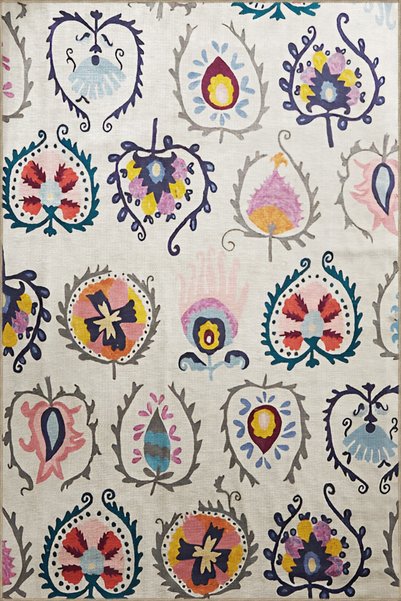 Rugs Modern Halı Beige Themed Multicolored Butterfly and Flower Patterned Mod...