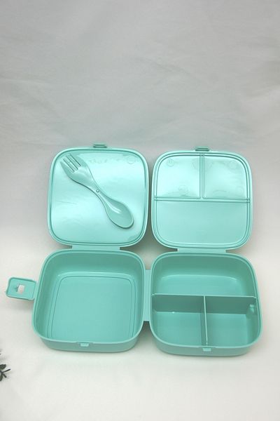 KORUCA GONDOL Motorized Dino Lunch Box with Lock, 4 Compartments with Spoon-Fork and Pencil Box for Breakfast School Picnic