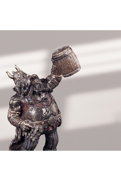 maketistan Veronese Fıçı Tutan Viking Figürü, Bronz ve Renkli El Boyaması, De...