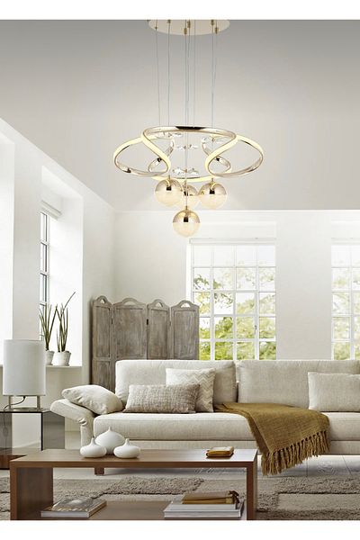 burenze 3 Color Gradual Luxury Exclusive Modern Crystal Stone Pendant Lamp Chandelier Gold Yellow