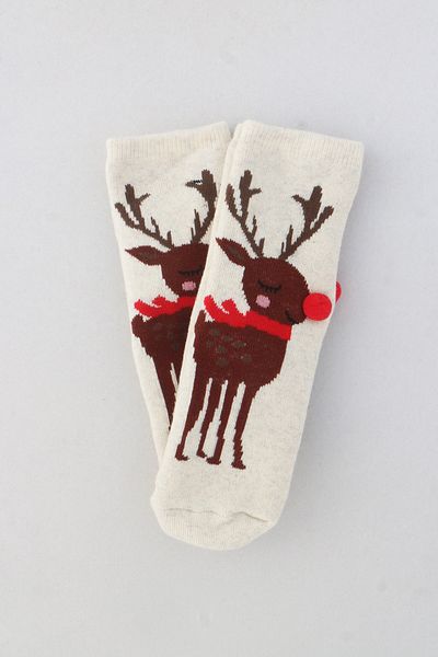 SockZoid Deer Patterned Children's Towel Socks Pack of 2