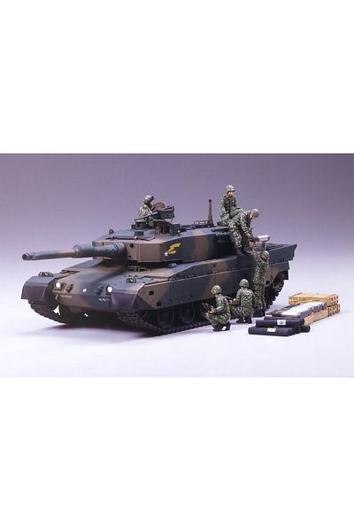 TAMIYA 1/35 JGSDF Type 90 Tank with Ammo Loading Crew Set Plastic Tank Model Kit, Disassembled Hobby Set