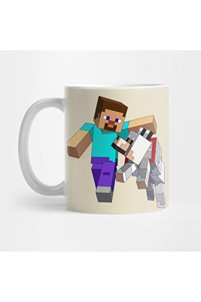 Pixxa Steve Ve Köpeği - Minecraft Kupa Bardak