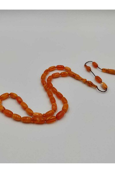 ALTUNTAŞ 7*11 mm Rosary - Fire Amber Cardigan Hooded Tassel