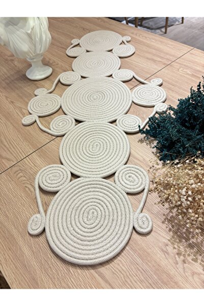 MaVaux Vanessa Natural Jute, Patterned, Wicker, Placemat, Table, Coffee Table Runner 45x95