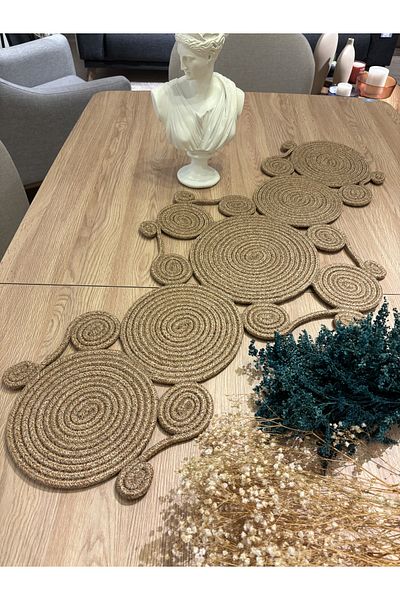 MaVaux Vanessa Natural Jute, Μοτίβο, Ψάθινο, American Service, Τραπέζι, Κάλυμμα Τραπεζιού σαλονιού Runner 45x95