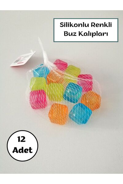 PATİKA Ev Silikonlu Renkli Küp Buz Kalıpları 12 adet Buz Kalıbı, Buz Küpleri Renkli, Pratik Buzluk 12 adet