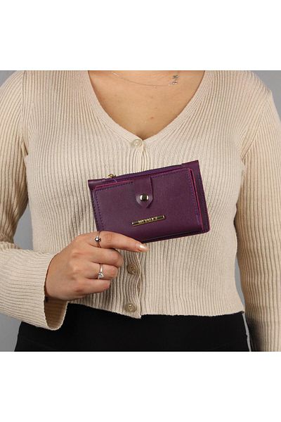 My Valice Women's Leather Wallet and Card Holder 1626 Purple