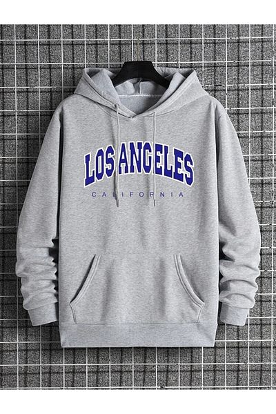 Josette Φούτερ με κουκούλα Unisex Grey Los Angeles California με στάμπα με κουκούλα