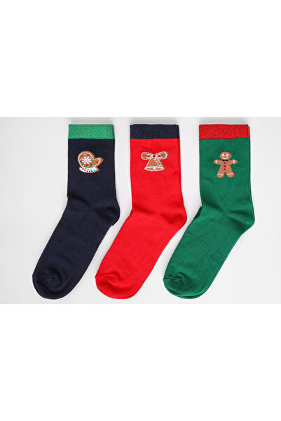 gentry Yılbaşı Temalı Hediyelik Pamuklu Üçlü Çorap Kutusu
