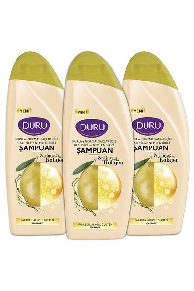 Duru 3 x 500 ML Olive Oil and Collagen Shampoo Set