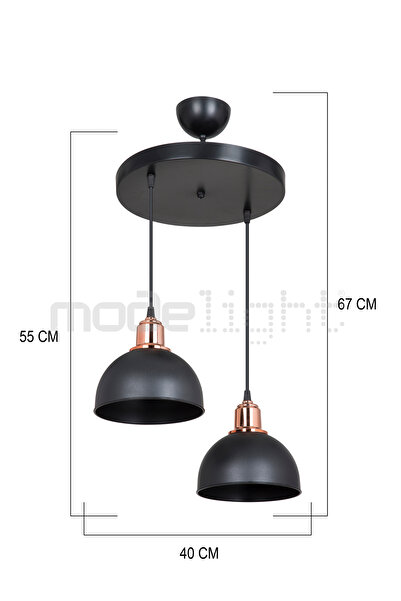 Modelight BELLA 2Lİ AVİZE SİYAH SALON-OTURMA ODASI-ÇOCUK ODASI-YEMEK-YATAK ODASI--ANTRE-MUTFAK