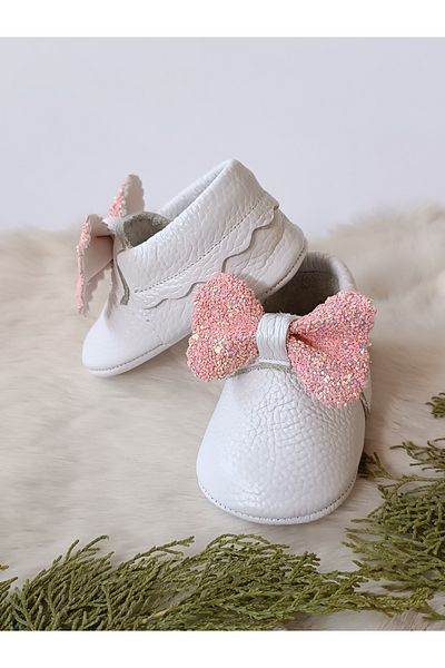 Hodore Sofia Pink Stoned Genuine Leather Baby Loafer