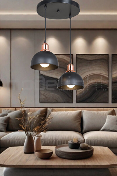 Modelight BELLA 2Lİ AVİZE SİYAH SALON-OTURMA ODASI-ÇOCUK ODASI-YEMEK-YATAK ODASI--ANTRE-MUTFAK