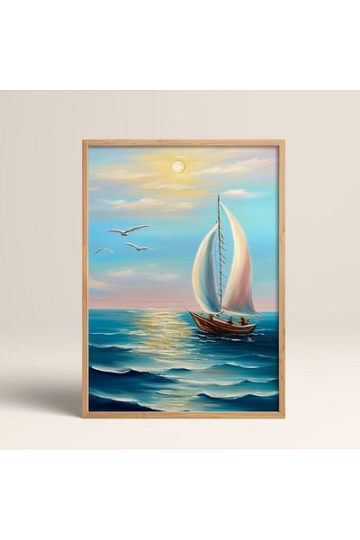 HOMEPACK Κορνίζα Μονό Πίνακα Sailboat Series Classic Poster Painting TK/125