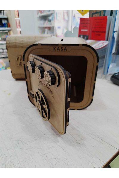 gebzeli Ξύλινος Κουμπαράς Κωδικός Θήκη 3mm MDF Καφέ Χρώμα 17*18*16,5 cm-μεγάλο μέγεθος