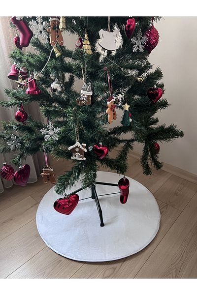 PLUSH STUDIO 70x70cm Christmas Carpet, Non-Slip Base Snow White Imported Plush Fabric