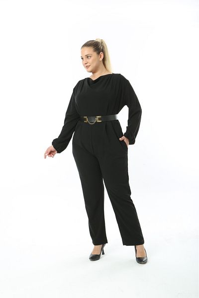 CİXAPLE Lycra Belted Long Sleeve Jumpsuit