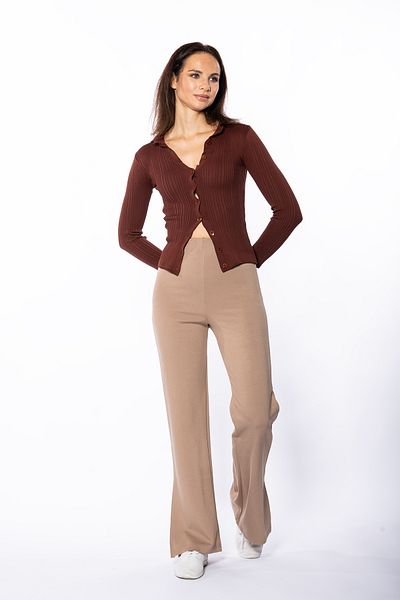 Grenj Fashion Μπεζ κολάν με ψηλόμεσο σκίσιμο με ανοιχτό πόδι