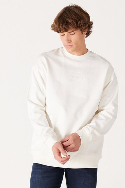 WRANGLER Men's Sweatshirt - Crew Neck, Off-White, W648ıl102 Model