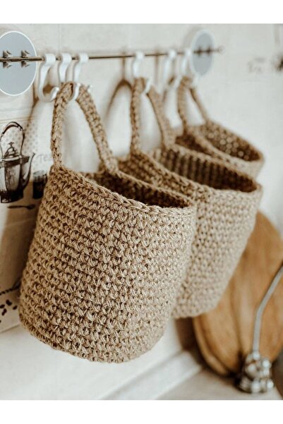 MARİANO VENANZİO Σετ 3 τεμαχίων καλάθια οργάνωσης από γιούτα για κρέμασμα στο...