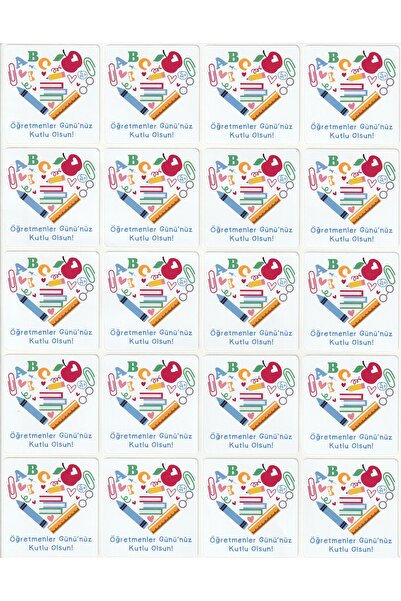 NUNUKİ Öğretmenler Günü Kalpli Sticker Seti 4x4,5cm Teachers Day 24 Kasım Okul Kutlama Etiket Nstı0100