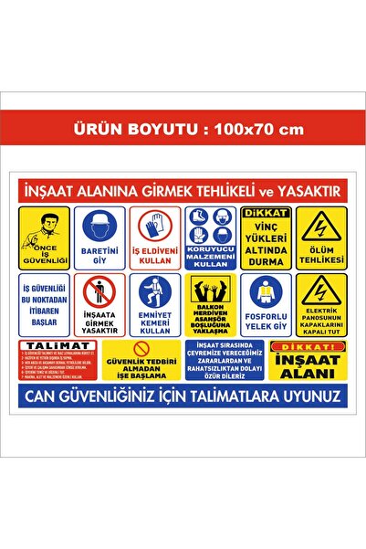 2MAKREKLAM 100x70 cm 5 mm Dekota (Forex) Üzerine Uv Baskı İnşaat İkaz Ve Uyar...