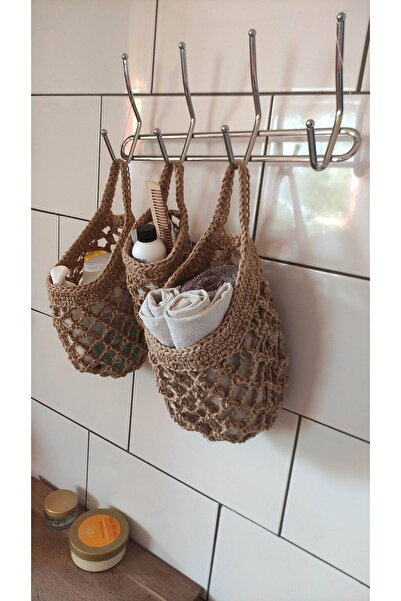 MARİANO VENANZİO Καλάθι οργάνωσης από διχτυωτή γιούτα για κρέμασμα στον τοίχο...