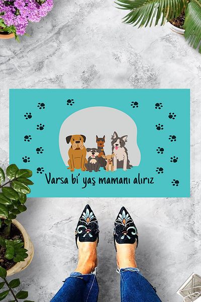 Pelangi Digital Printed If We Have a Bi Age We Get Your Mamat Written Dog Pattern Decorative Door Mat